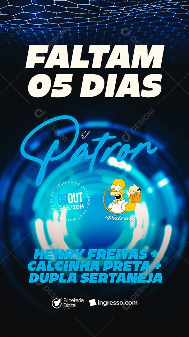 Story Falta 5 Dias El Patron Henry Freitas Calcinha Preta Flyer Social Media PSD Editável