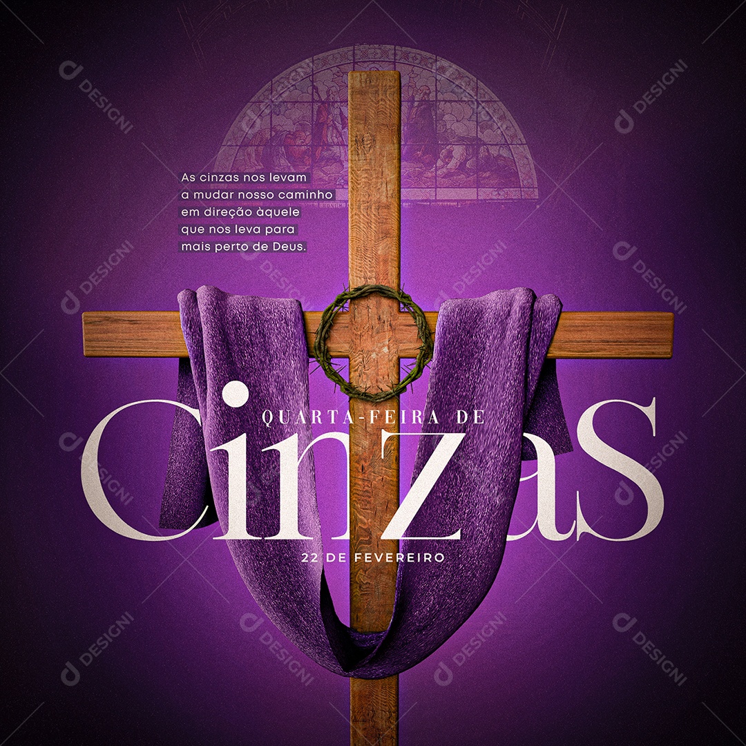 As Cinzas nos Levam a Mudar Nosso Caminho Quarta Feira de Cinzas 11 de Fevereiro Social Media PSD Editável