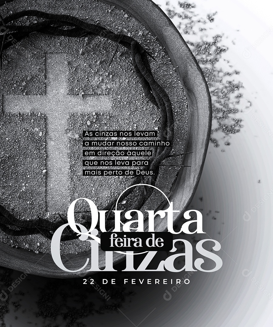 As Cinzas nos Levam a Mudar Nosso Caminho Quarta Feira de Cinzas Social Media PSD Editável