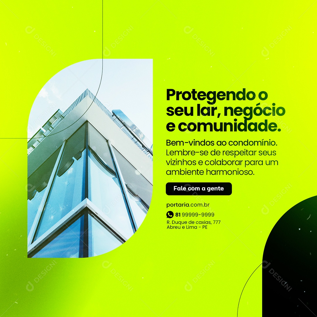 Protegendo o Seu Lar Negócio e Comunidade Portaria Social Media PSD Editável