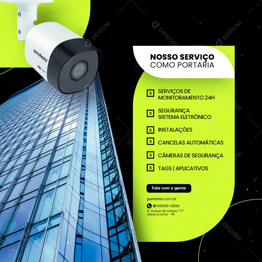 Nosso Serviço Como Portaria Segurança Sistema Eletrônico Social Media PSD Editável