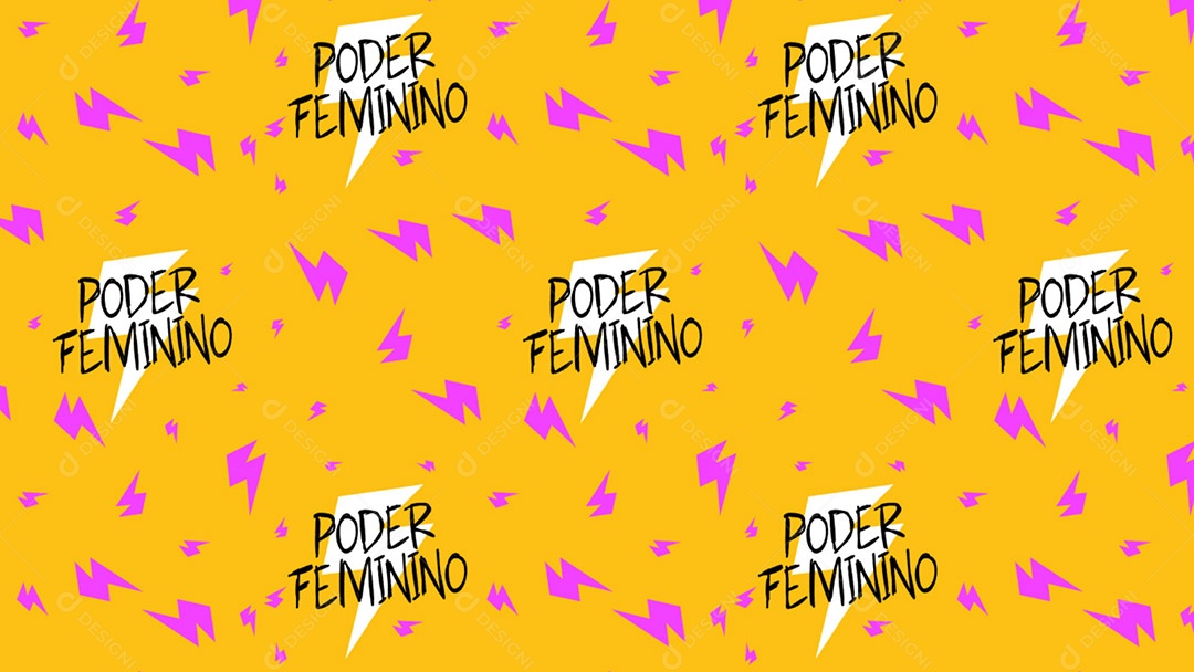 Pattern Padrões Geométricos Texto da Mulher Poder Feminino Em Fundo Amarelo Vetor AI + PAT