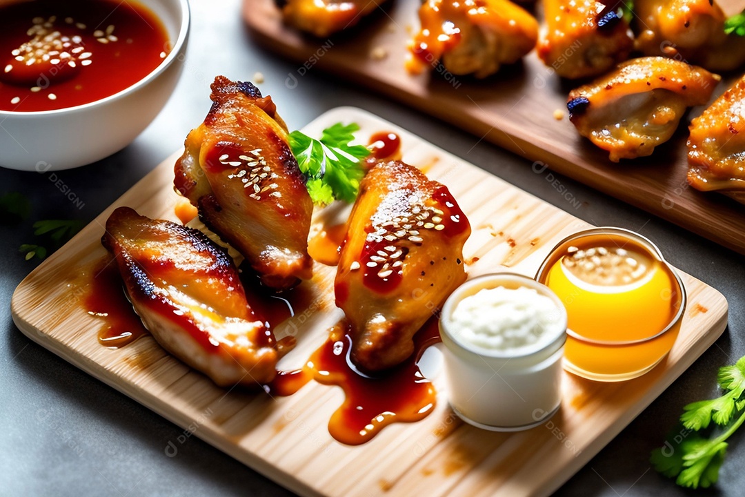 Delicioso frango grelhado com molho