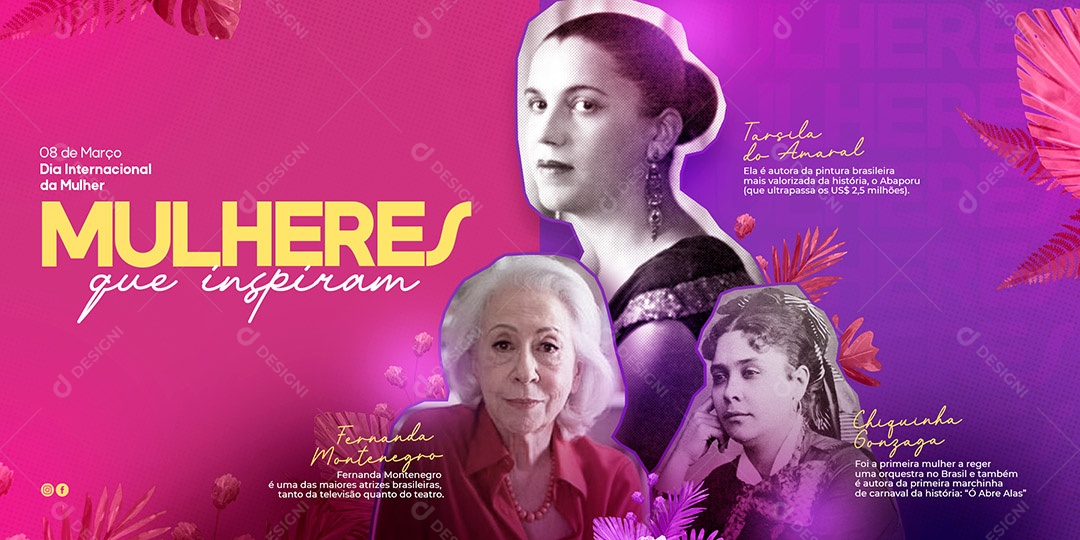 Mulheres Que Inspiram Dia Internacional Da Mulher Carrossel Social Media PSD Editável