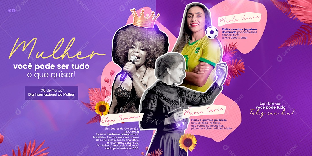 Mulher Você Pode Ser Tudo O Que Quiser Dia Internacional Da Mulher Carrossel Social Media PSD Editável