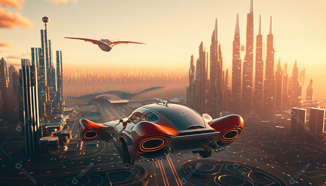 Papel de parede futurista retrô. Marte, alienígenas, veículo.