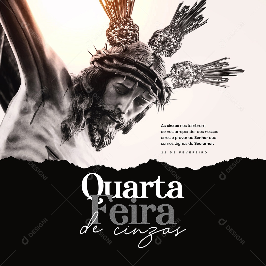 As Cinzas Nos Lembram de Nos Arrepender Dos Nossos Erros Quarta Feira de Cinzas Social Media PSD Editável