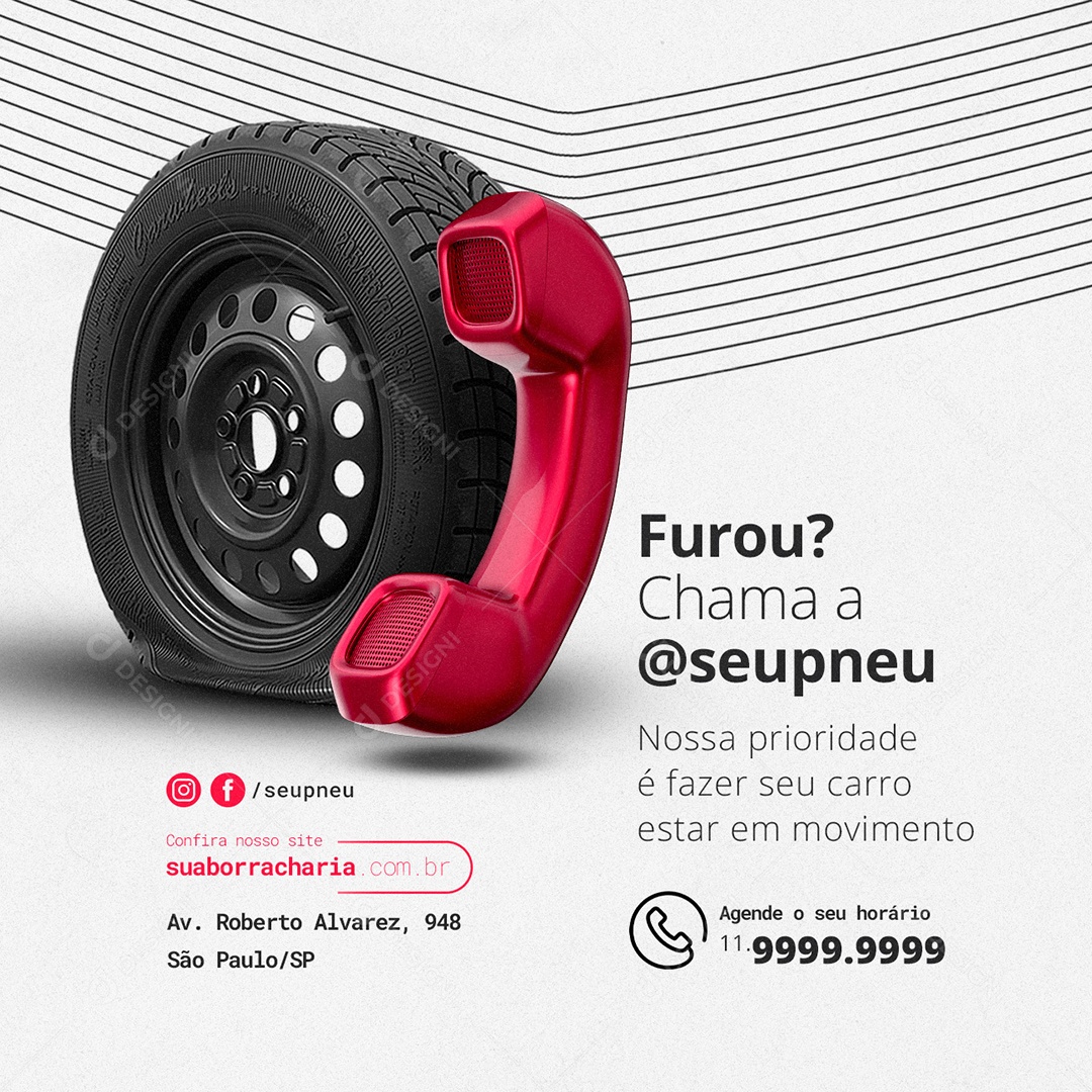 Furou Calls the Rubber Tire Store Social Media Editable PSD