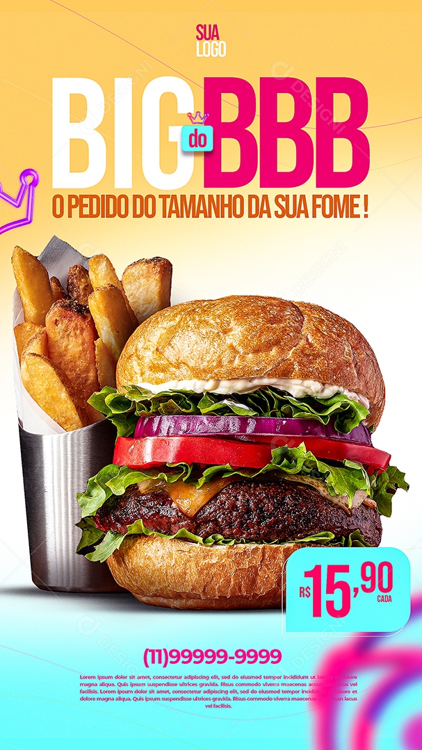 Flyer Big BBB do Tamanho da Sua Fome Social Media PSD Editável