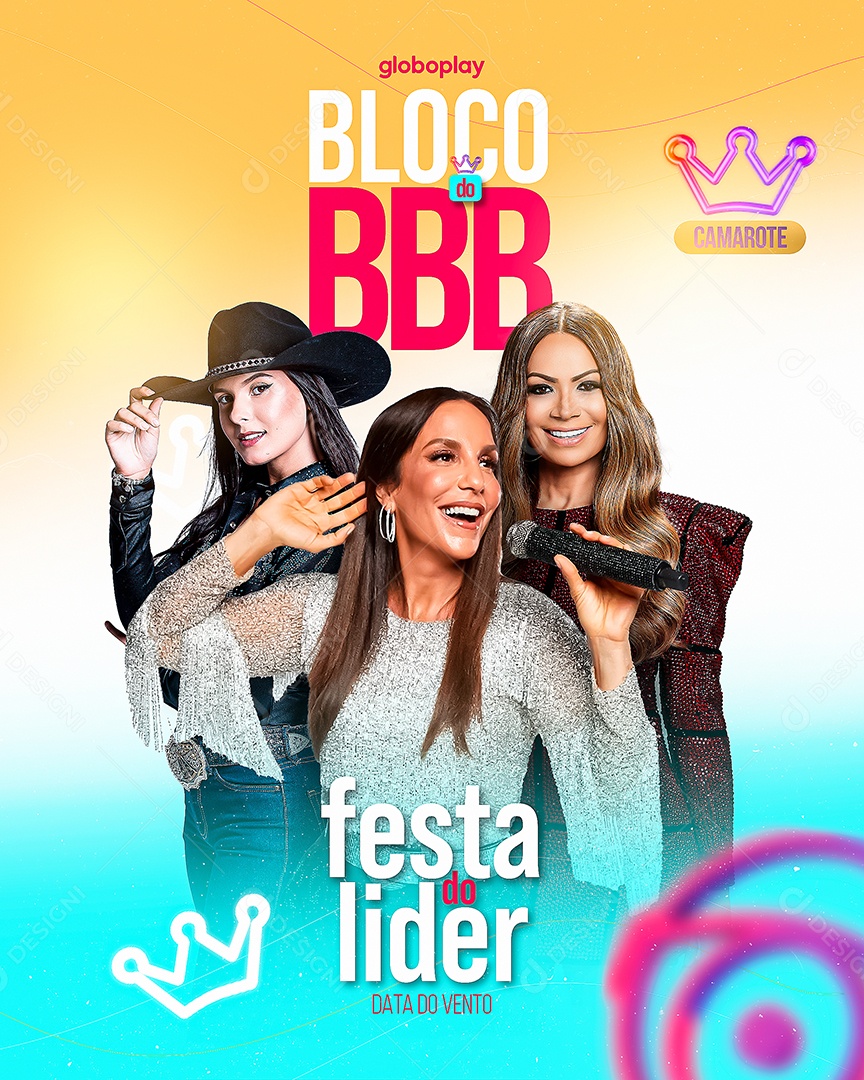 Flyer Bloco BBB Com Veveta Feed Social Media PSD Editável