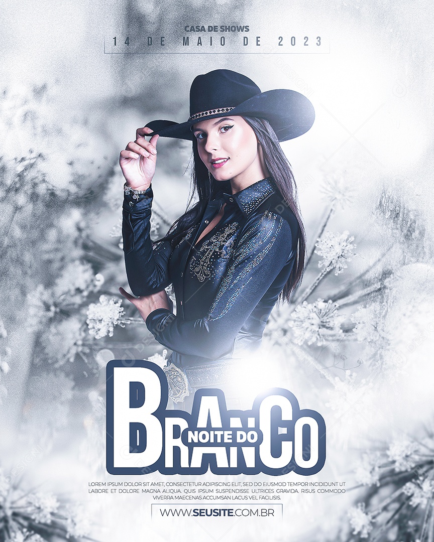 Flyer Noite do Branco com Ana Castelo Feed Social Media PSD Editável