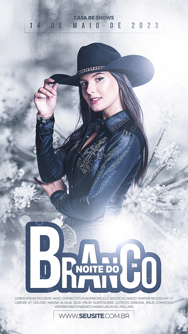 Flyer Noite do Branco com Ana Castelo Story Social Media PSD Editável