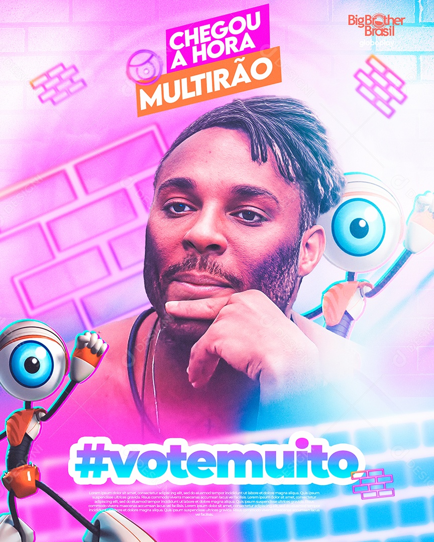 Flyer Paredão BBB Vote Muito Feed Social Media PSD Editável