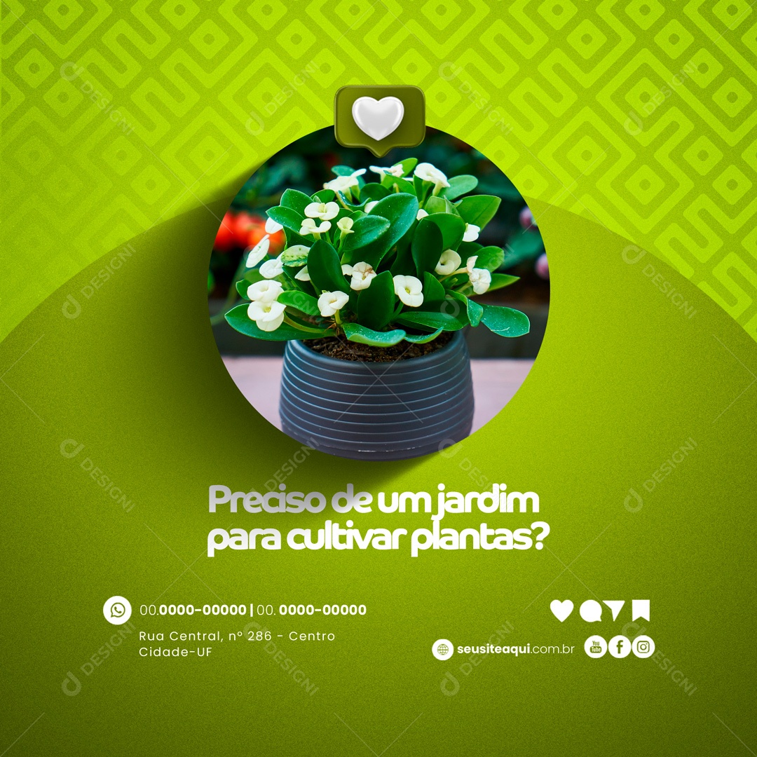 Preciso de Um Jardim Para Cultivar Plantas? Cultivo de Plantas Social Media PSD Editável