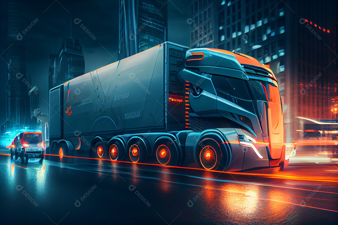Ilustração 3D caminhão futurístico