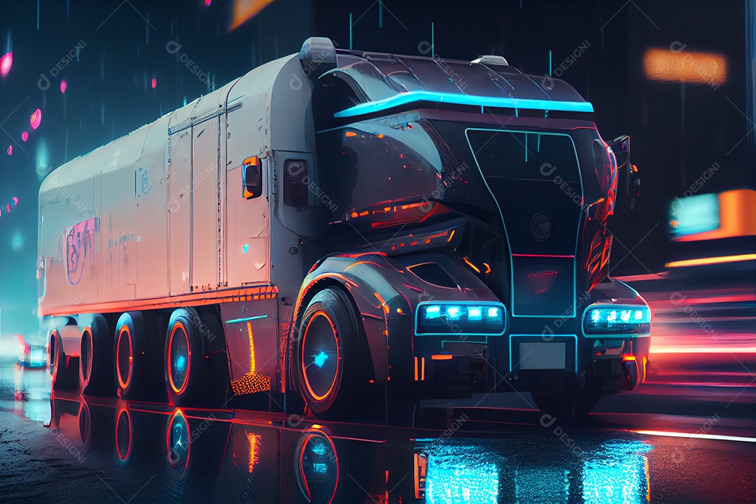 Ilustração 3D caminhão futurístico