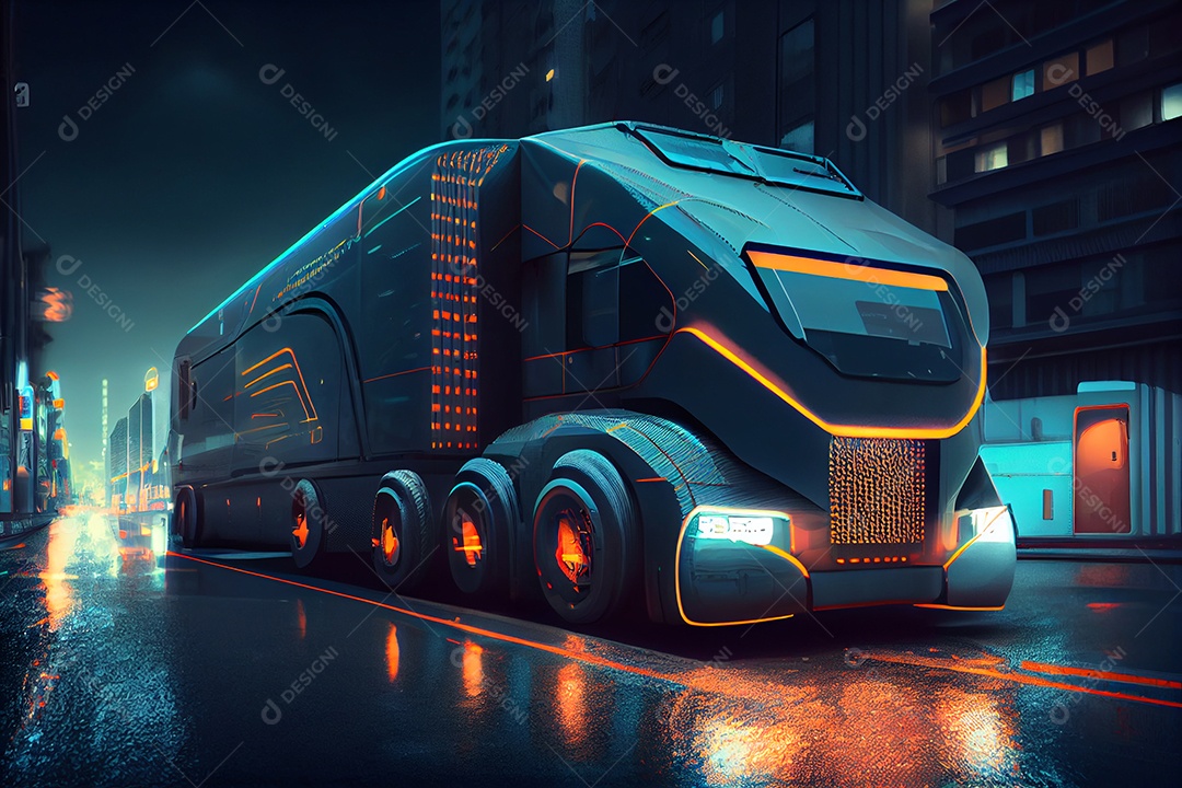 Ilustração 3D caminhão futurístico