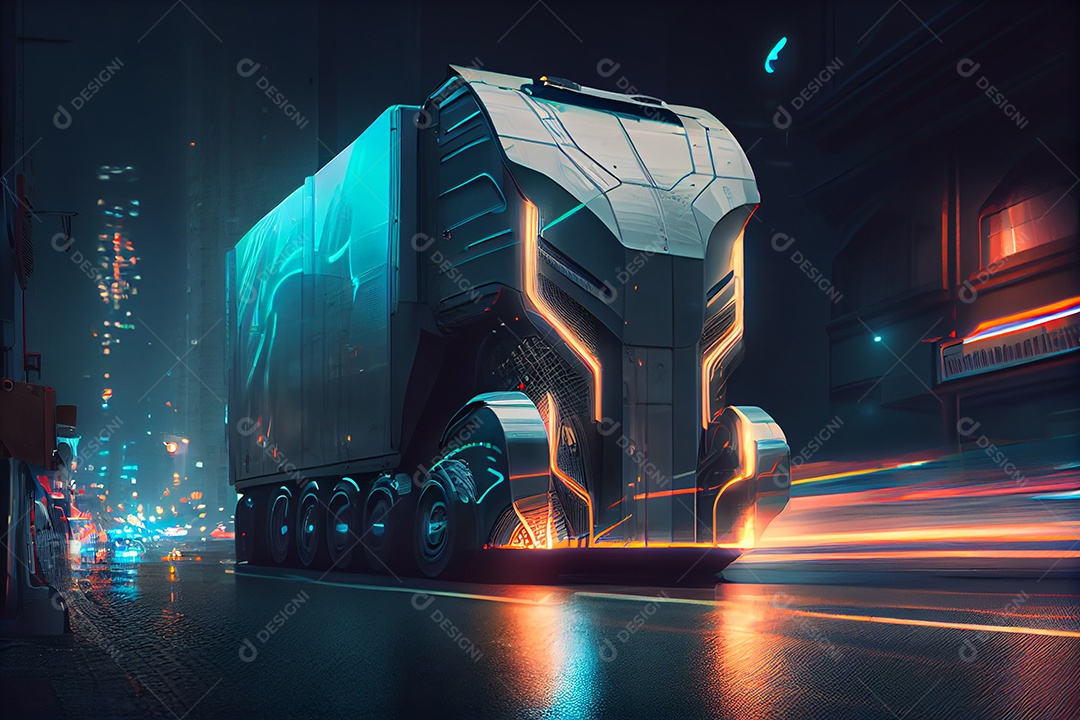 Ilustração 3D caminhão futurístico
