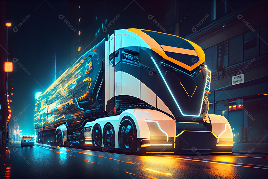 Ilustração 3D caminhão futurístico