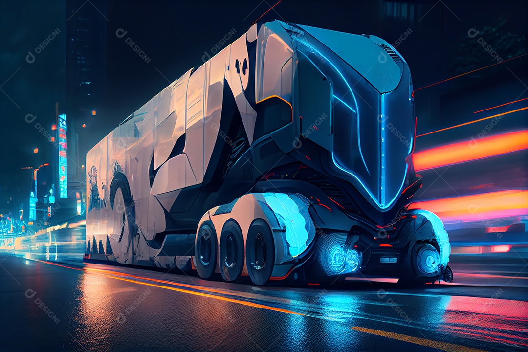 Ilustração 3D caminhão futurístico
