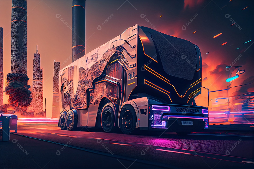Ilustração 3D caminhão futurístico
