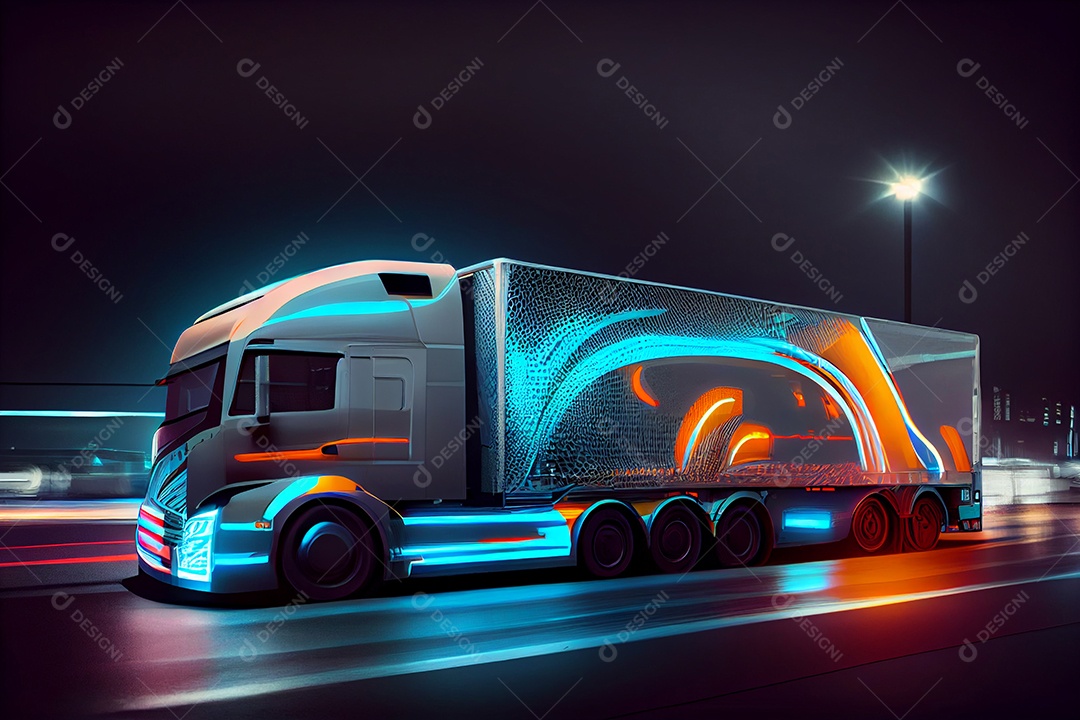 Ilustração 3D caminhão futurístico