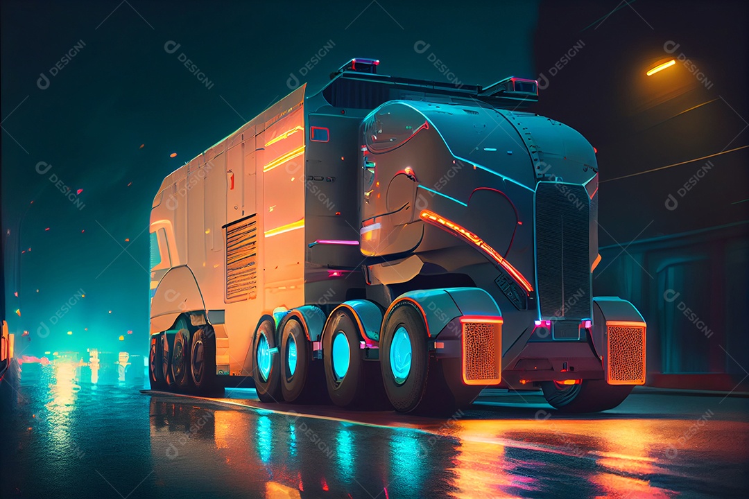 Ilustração 3D caminhão futurístico