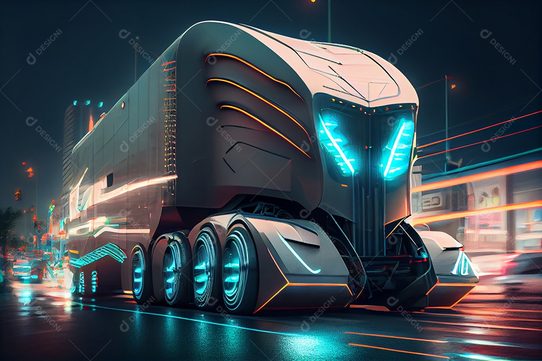 Ilustração 3D caminhão futurístico