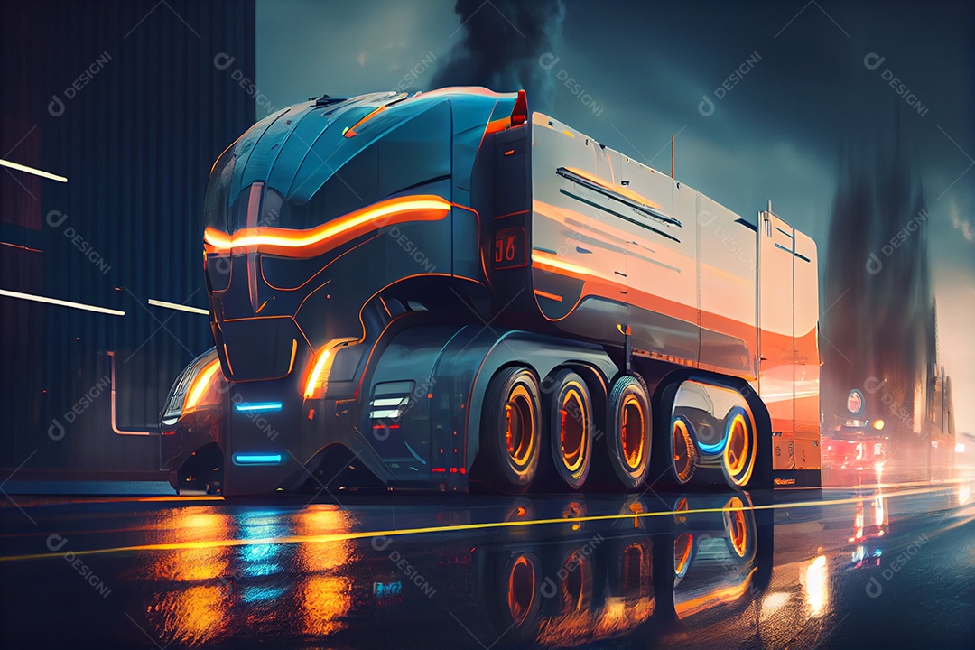 Ilustração 3D caminhão futurístico