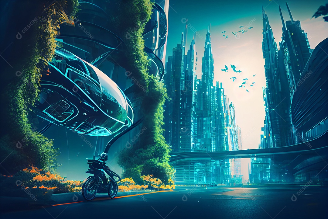 Ilustração 3D mundo futurística fictício