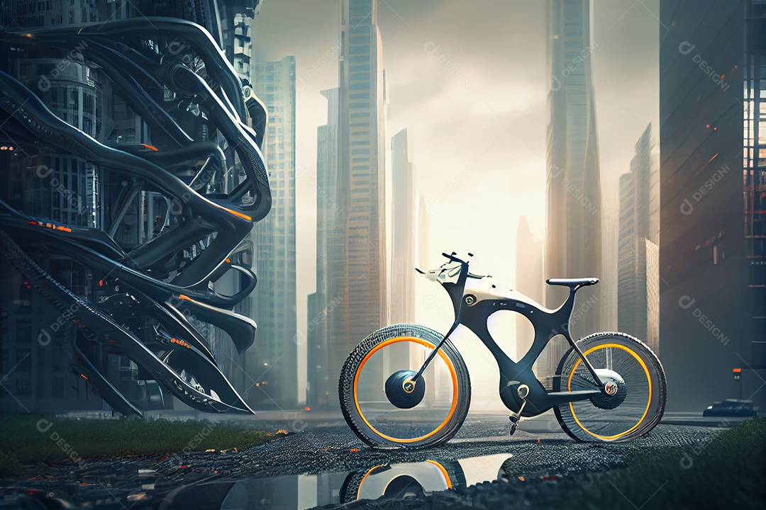 Ilustração 3D bicicleta futurística