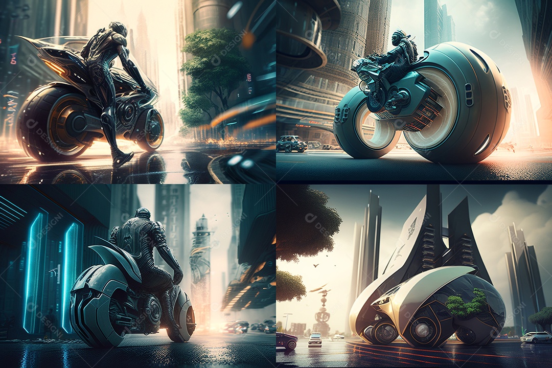 Ilustração 3D moto futurística