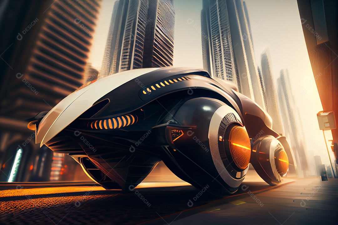 Ilustração 3D moto futurística