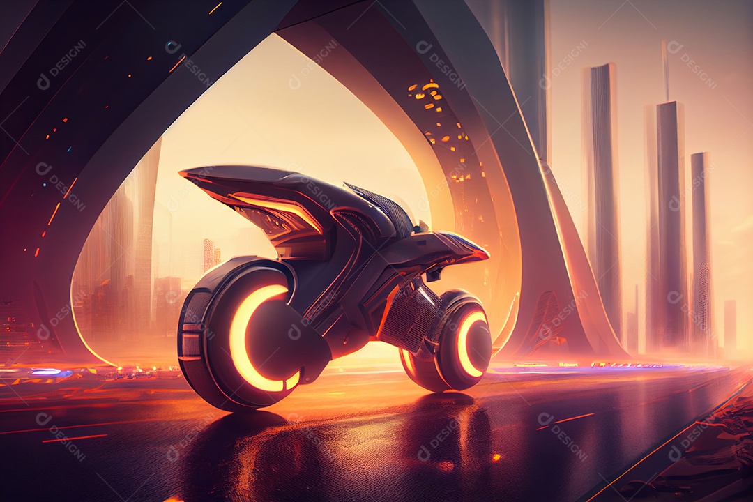 Ilustração 3D moto futurística