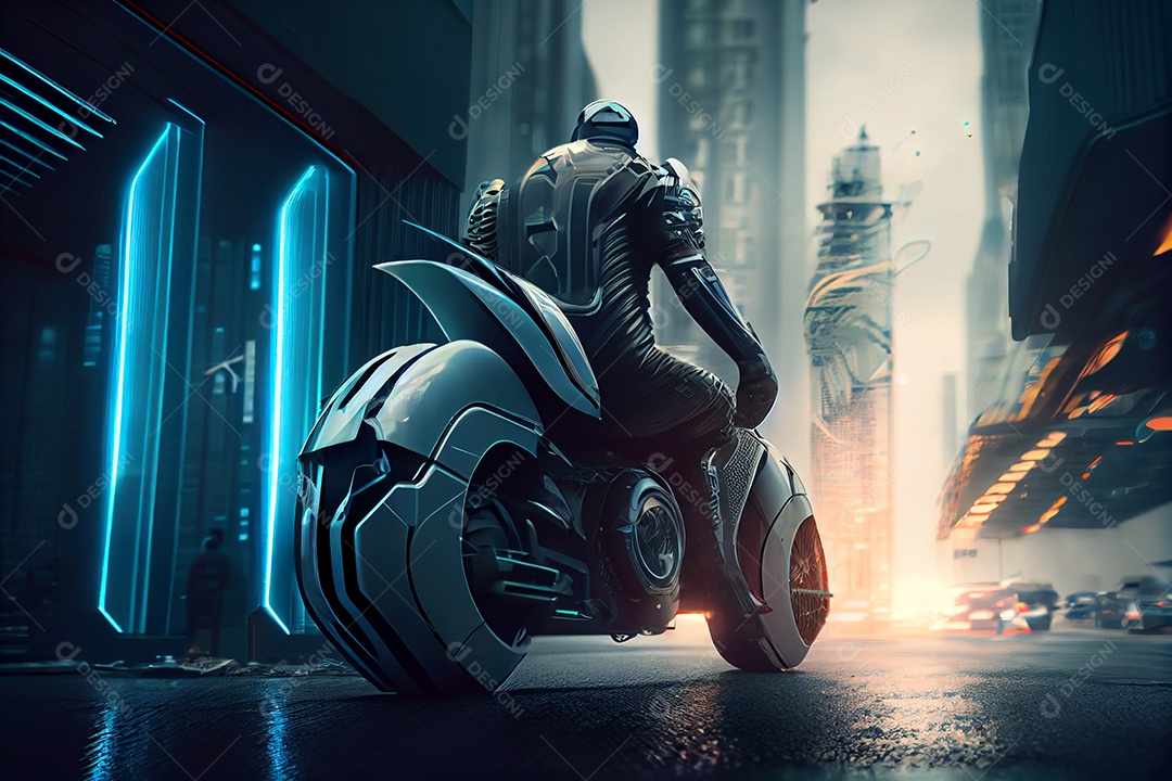 Ilustração 3D moto futurística