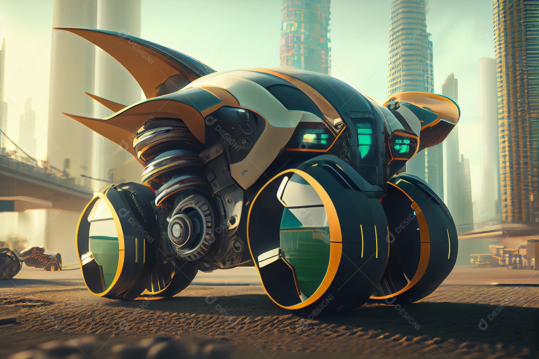 Ilustração 3D moto futurística