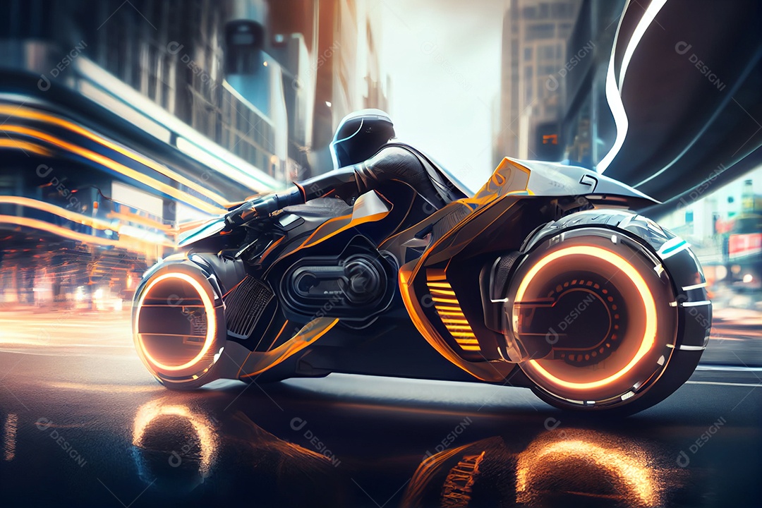 Ilustração 3D moto futurística