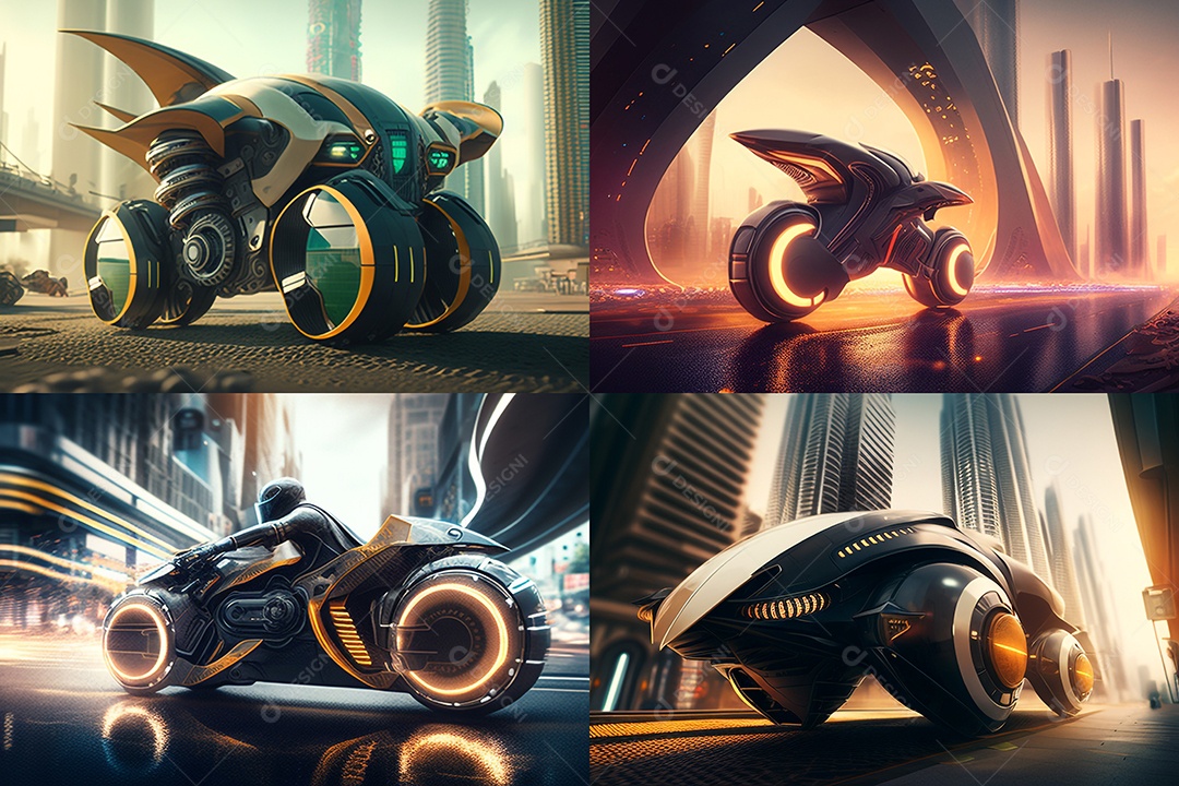 Ilustração 3D moto futurística