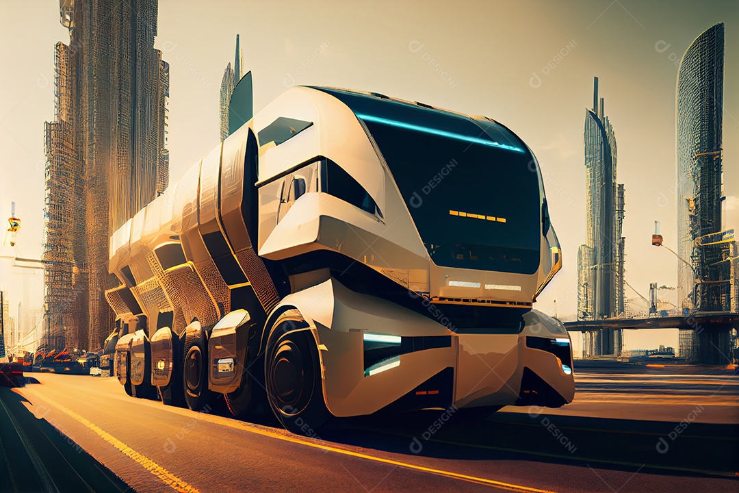 Ilustração 3D caminhão futurístico