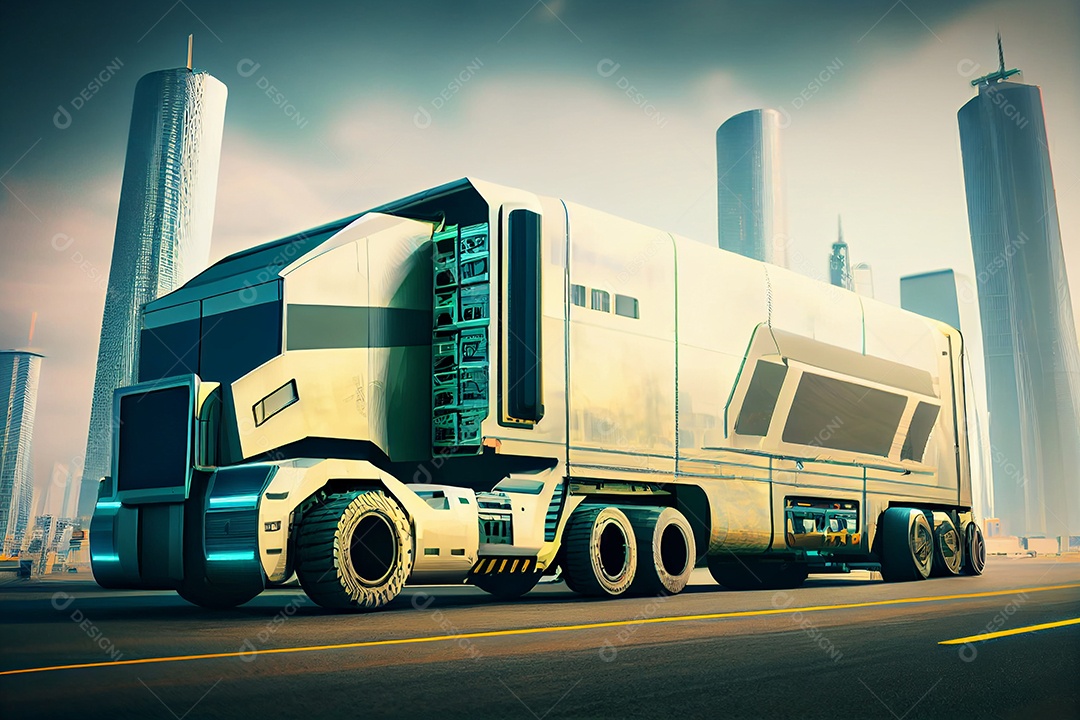 Ilustração 3D caminhão futurístico