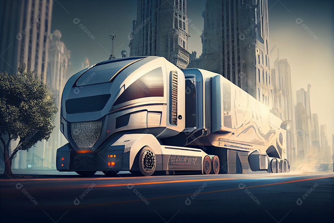 Ilustração 3D caminhão futurístico