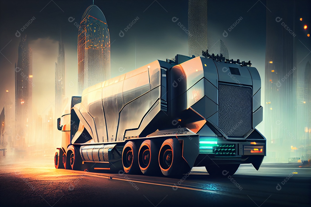 Ilustração 3D caminhão futurístico