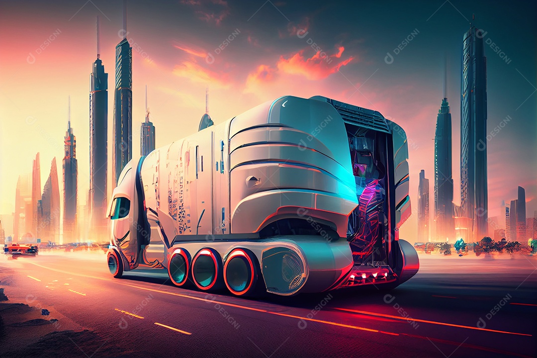 Ilustração 3D caminhão futurístico