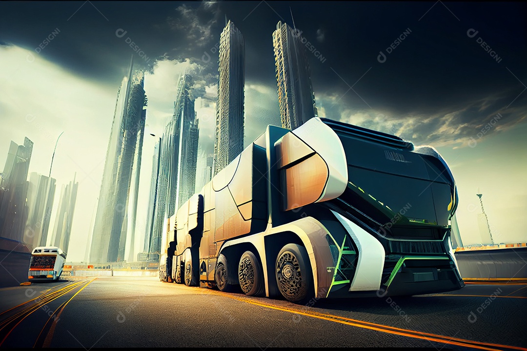 Ilustração 3D caminhão futurístico