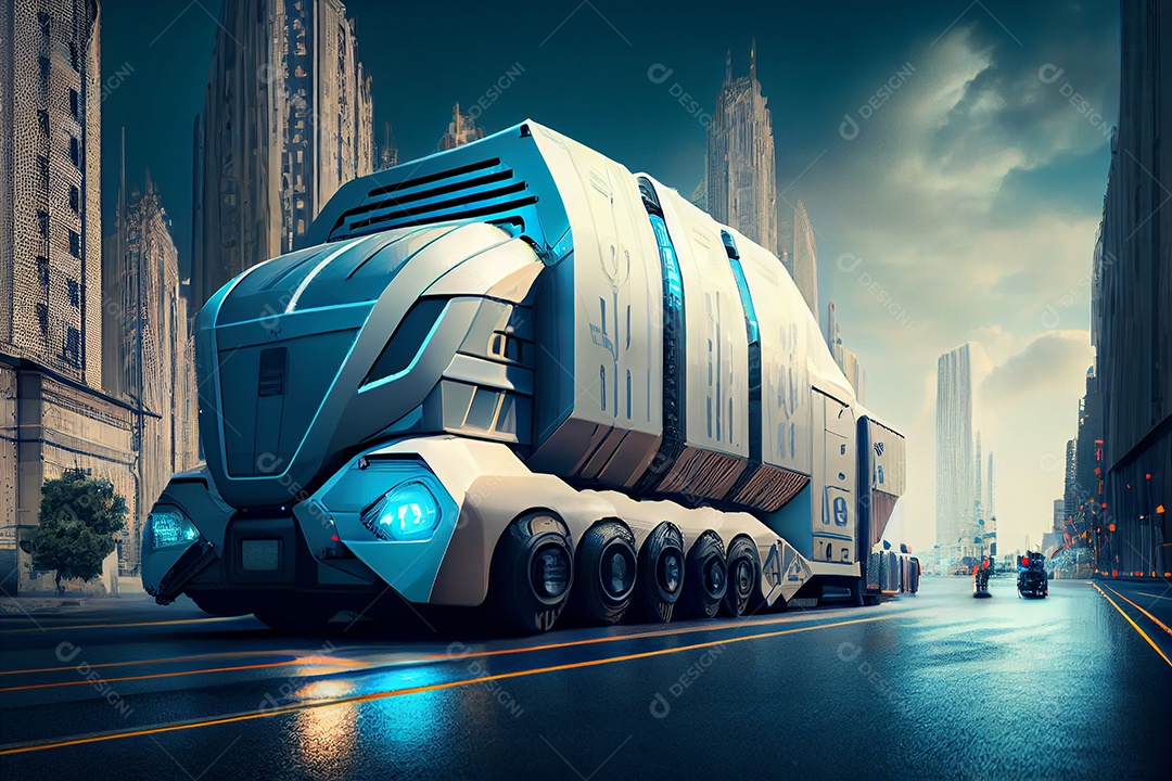 Ilustração 3D caminhão futurístico