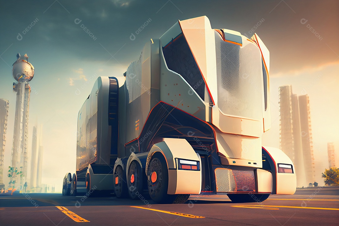 Ilustração 3D caminhão futurístico