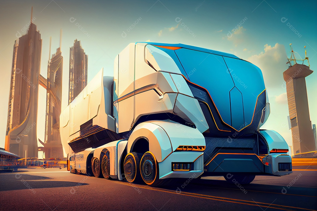 Ilustração 3D caminhão futurístico