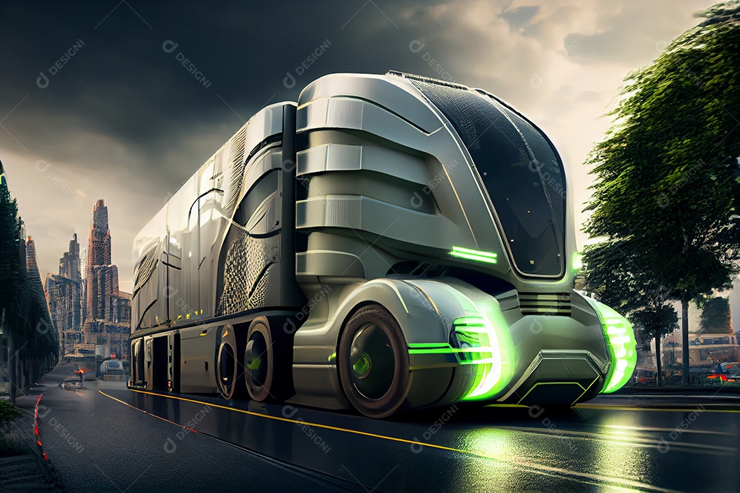 Ilustração 3D caminhão futurístico