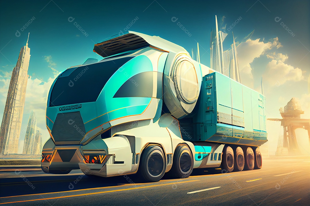 Ilustração 3D caminhão futurístico