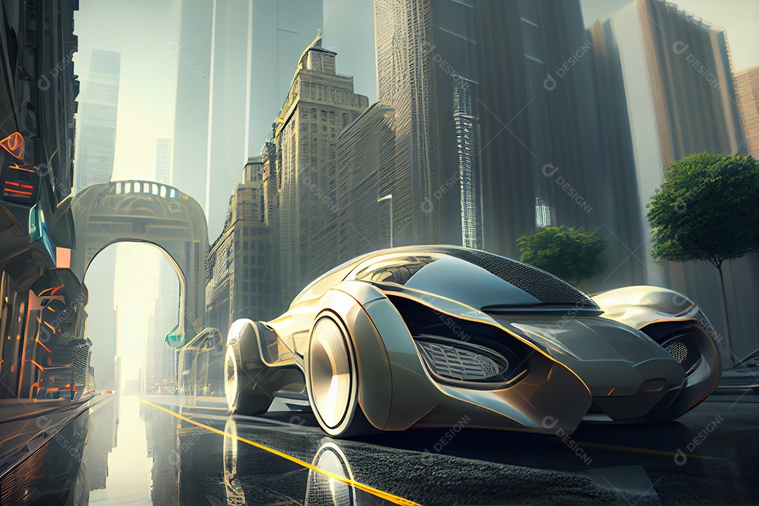 Ilustração 3D carro futurístico